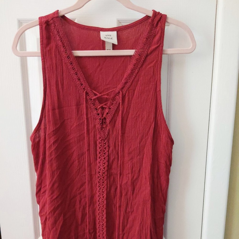 Knox Rose Ribbed Red Top